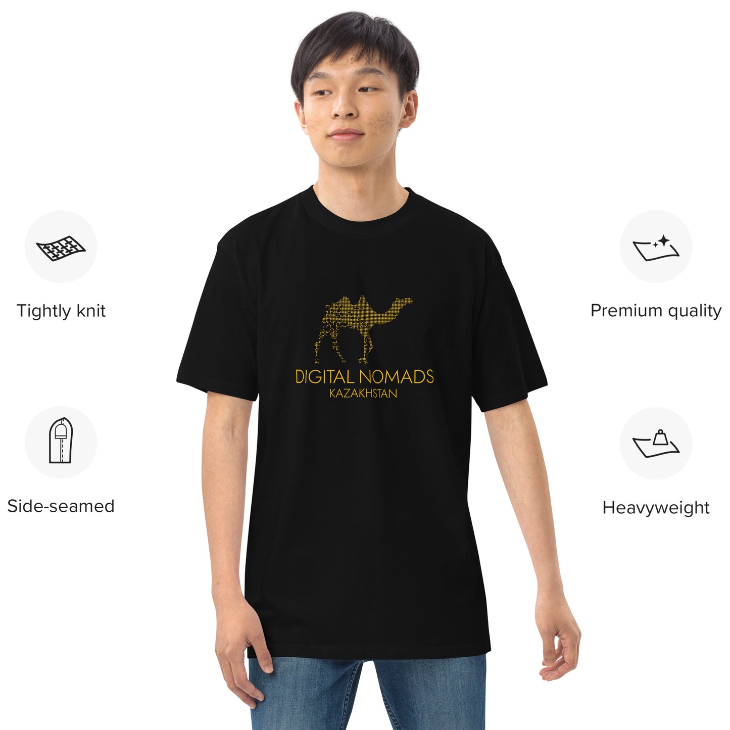 Digital Nomads Golden Logo - Men’s Premium Heavyweight